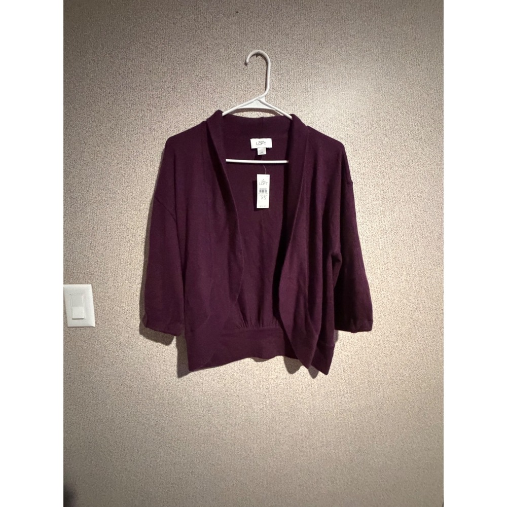 Ann Taylor Loft Womens Plum Purple Open Front Cardigan Shrug Sweater XS NWT